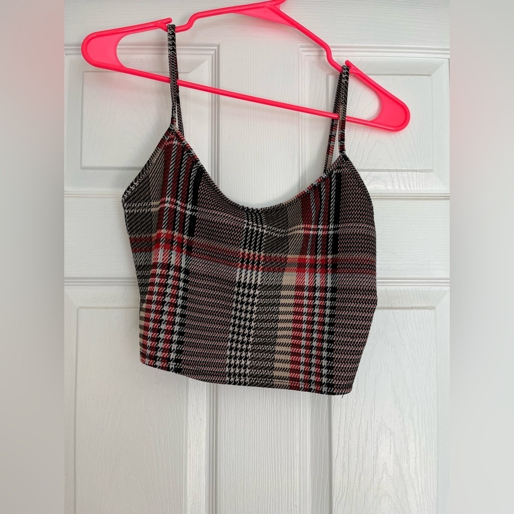 Plaid Women's Crop Halter Top size Medium